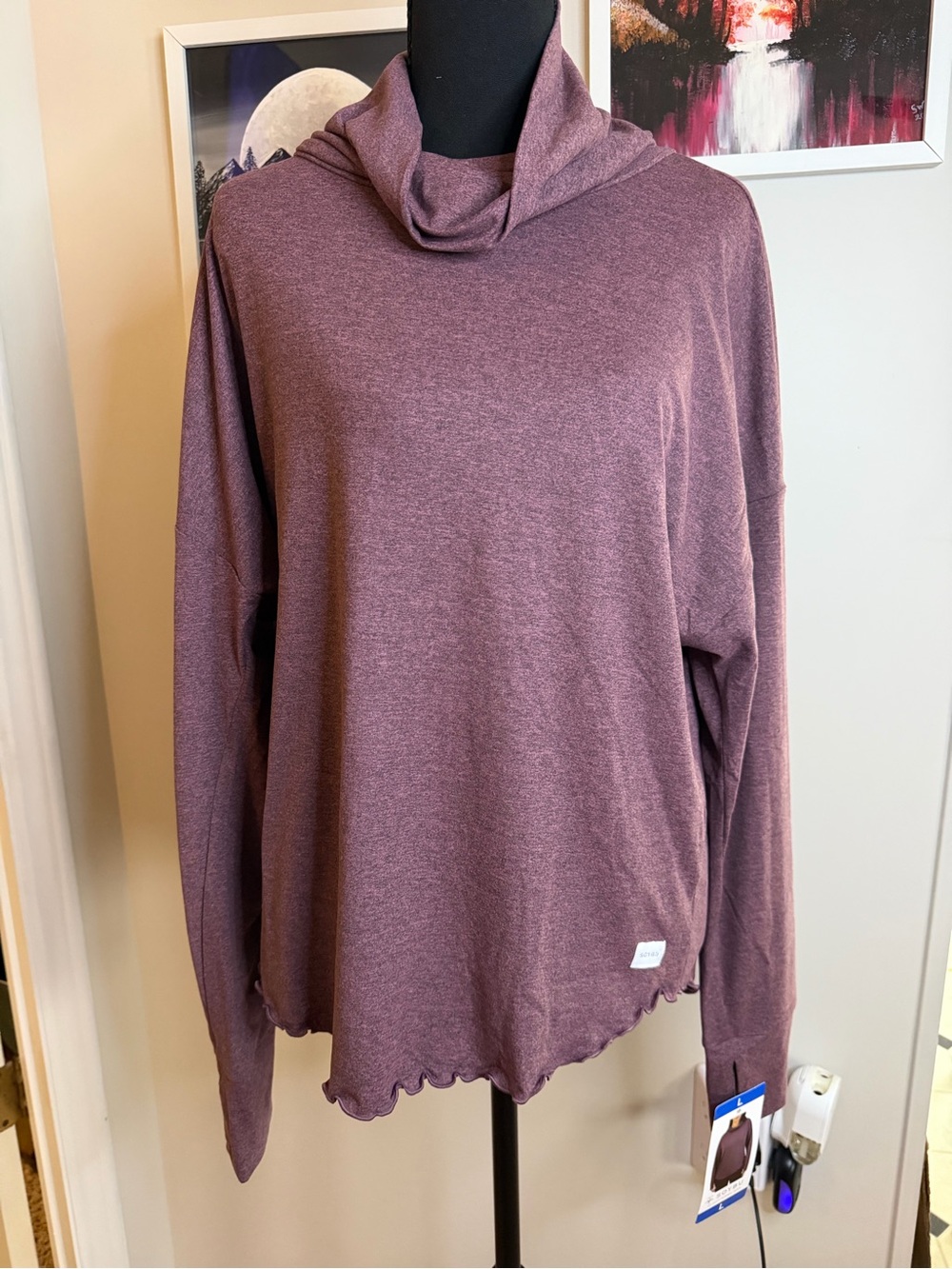Soybu So Soft Heathered Plum Top With Funnel Neck Size L